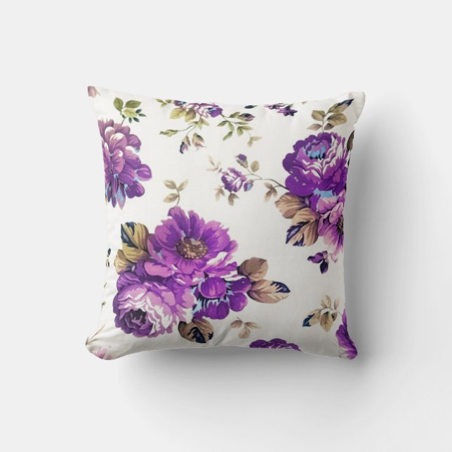 Almofada Padrão Floral Violeta (Frente)