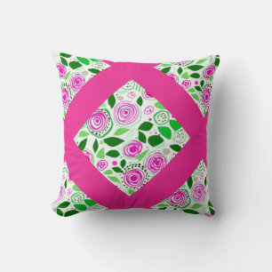 Almofada Padrão floral Whimsical rosa quente