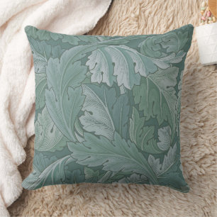 Almofada Padrão Folha de Acanto Azul Teal de William Morris