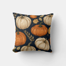 Almofada Padrão Foliar Rustic Autumn Fall Pumpkins
