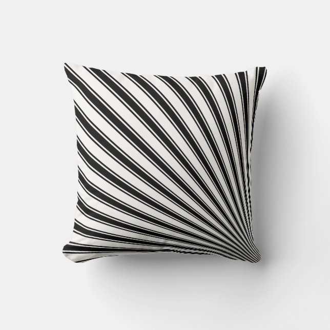 Almofada Padrão Funk de Stripe Branca Preta (Frente)