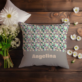 Almofada Padrão geométrico abstrato do bege da lavanda verd