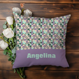 Almofada Padrão geométrico abstrato do bege da lavanda verd