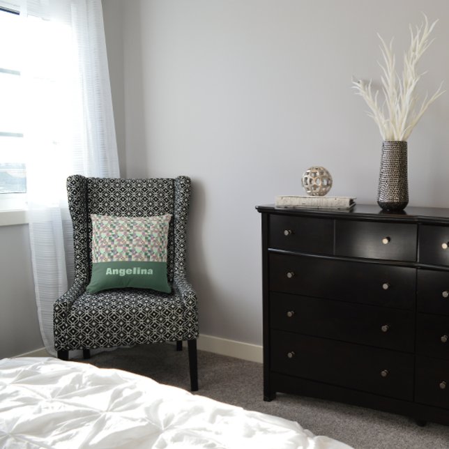 Almofada Padrão geométrico abstrato do bege da lavanda verd (Criador carregado)