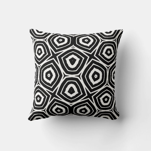 Almofada Padrão Geométrico Abstrato Preto e Branco (Verso)