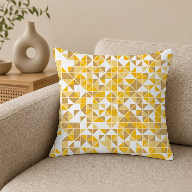 Almofada Padrão Geométrico Amarelo Dourado Moderno (Criador carregado)
