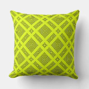 Almofada Padrão geométrico amarelo-limão
