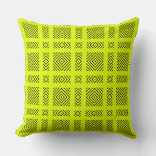 Almofada Padrão geométrico amarelo-limão