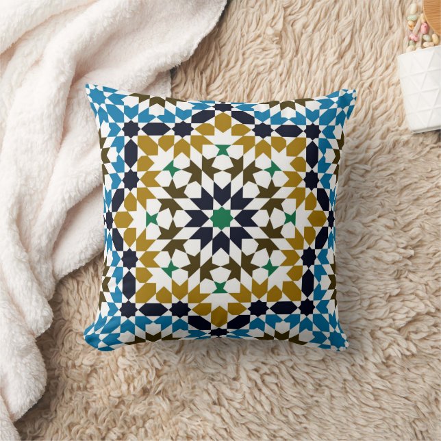 Almofada Padrão Geométrico Boho Tradicional Mosaico Marroqu (Cobertor)