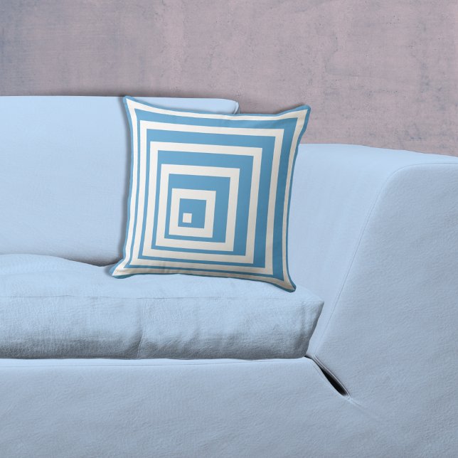 Almofada Padrão Geométrico Branco e Canto Azul (Geometric White & Blue Corner Pattern Throw Pillow)