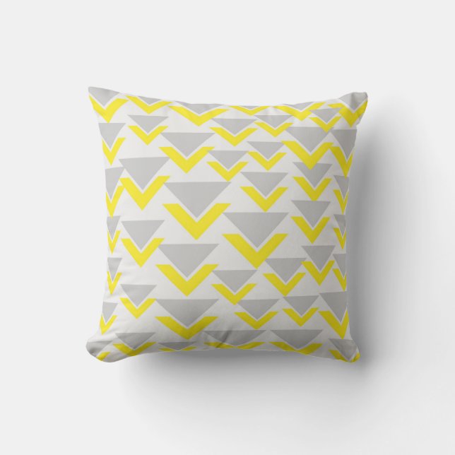 Almofada Padrão Geométrico Cinza e Amarelo (Frente)