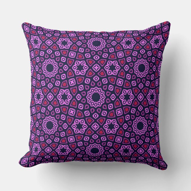 Almofada Padrão Geométrico com Tri-Hexágono Truncado Roxo (Frente)