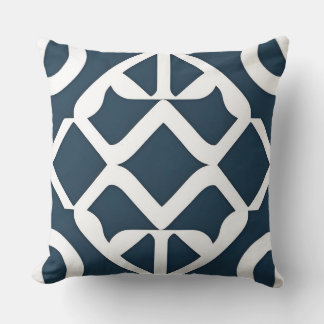 Almofada Padrão Geométrico de Abstrato Azul e Branco