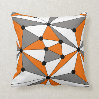 Almofada Padrão geométrico de abstrato - laranja e cinza.