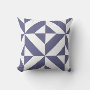 Almofada Padrão Geométrico de Deco Azul-Meia-Noite