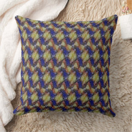 Almofada Padrão geométrico de onda azul e dourado abstrato
