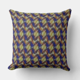 Almofada Padrão geométrico de onda azul e dourado abstrato