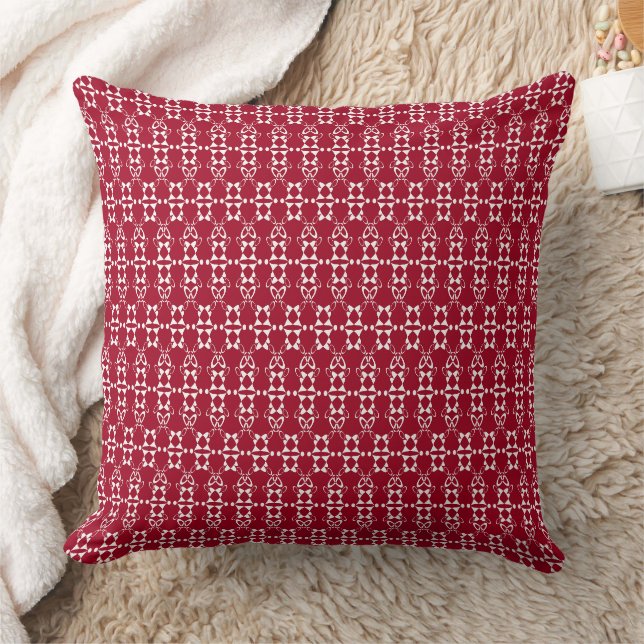 Almofada Padrão geométrico de ornamento vermelho retro (Cobertor)
