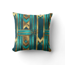 Padrão Geométrico de Seta Art Déco, Dourado e Turq