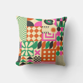 Almofada Padrão geométrico do Abstrato de Imagem Preta Verd