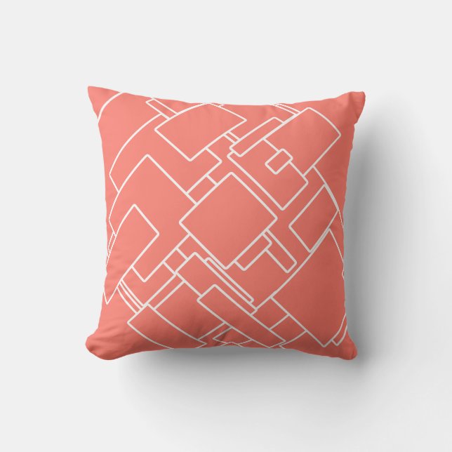 Almofada Padrão Geométrico do Abstrato Moderno Coral e Bran (Frente)