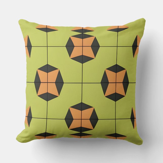 Almofada Padrão geométrico do Azulejo com cores brilhantes (Frente)