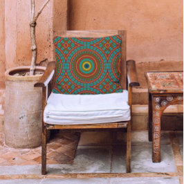 Almofada Padrão Geométrico do Boho Rustic Rústico Ochre Ver