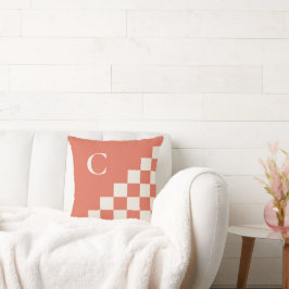 Almofada Padrão Geométrico do Monograma Terracotta Cream