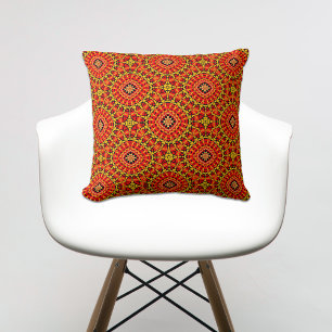 Almofada Padrão Geométrico do Red & Orange Oriental Boho