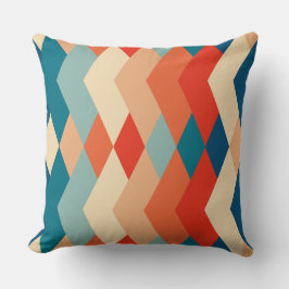 Almofada Padrão Geométrico do Triângulo Multicolorido Retro