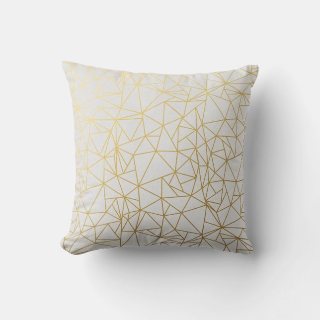 Almofada Padrão Geométrico Dourado Elegante (Frente)