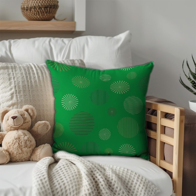 Almofada Padrão geométrico em círculo de vinheta verde (Criador carregado)