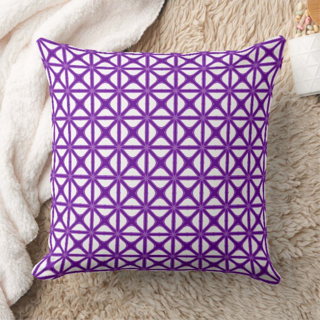 Almofada Padrão Geométrico Estilo Mashrabiya Cortado Roxo  (Cobertor)