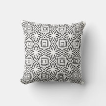 Padrão geométrico floral preto e branco