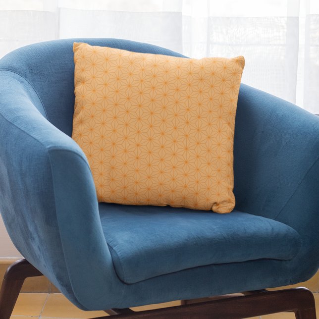 Almofada Padrão Geométrico Japonês do Peach Laranja Moderno (Criador carregado)