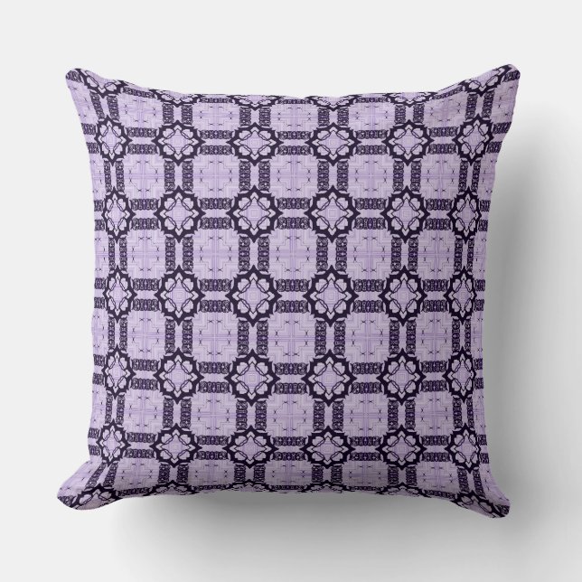Almofada Padrão Geométrico Lavanda e Violeta (Frente)