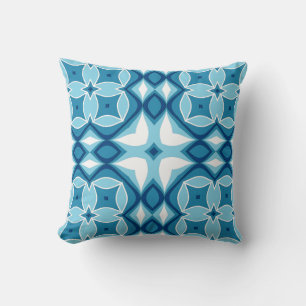 Almofada Padrão Geométrico Moderno do Azulejo Denim Azul e