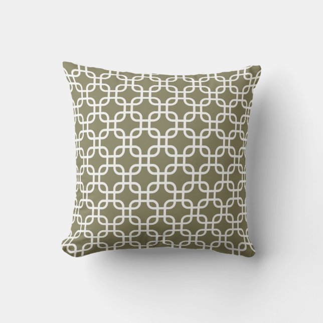 Almofada Padrão Geométrico na moda Olive Green (Frente)