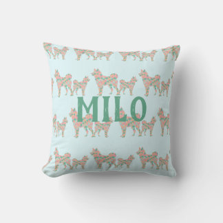 Almofada Padrão Geométrico Pastel Personalizado Shiba Inu