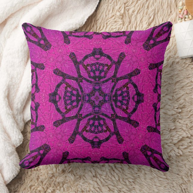 Almofada Padrão Geométrico Rosa e Roxo Intenso (Cobertor)
