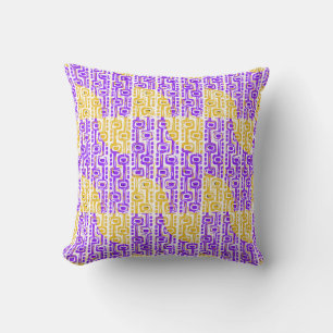 Almofada Padrão Geométrico Roxo-Amarelo