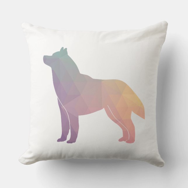 Almofada Padrão Geométrico Siberian Husky Black Silhouette (Frente)