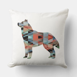 Almofada Padrão Geométrico Siberian Husky Black Silhouette