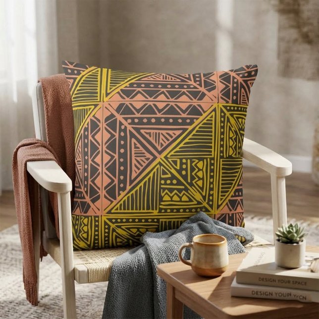 Almofada Padrão Geométrico Tribal Boho - Azteca Mudcloth (Criador carregado)