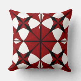 Almofada Padrão Geométrico Vermelho e Preto Intricado