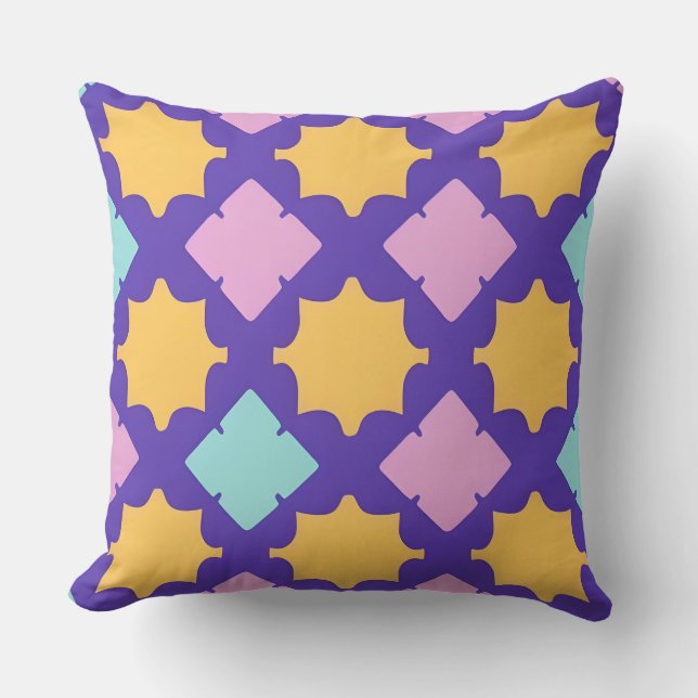 Almofada Padrão geométrico vibrante com cores brilhantes (Frente)