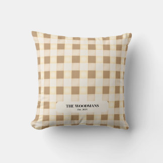 Almofada Padrão Gingham com Travesseiro decorativo de Nome