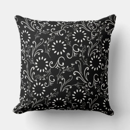 Almofada Padrão Gráfico Floral Branco Sem Costura