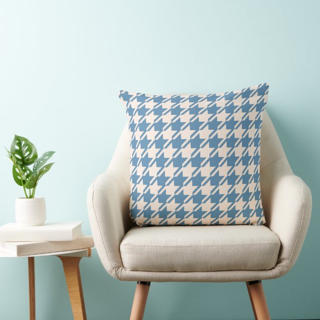 Almofada Padrão Grande do Houndstooth 2Way Blue+Cream (Cadeira)