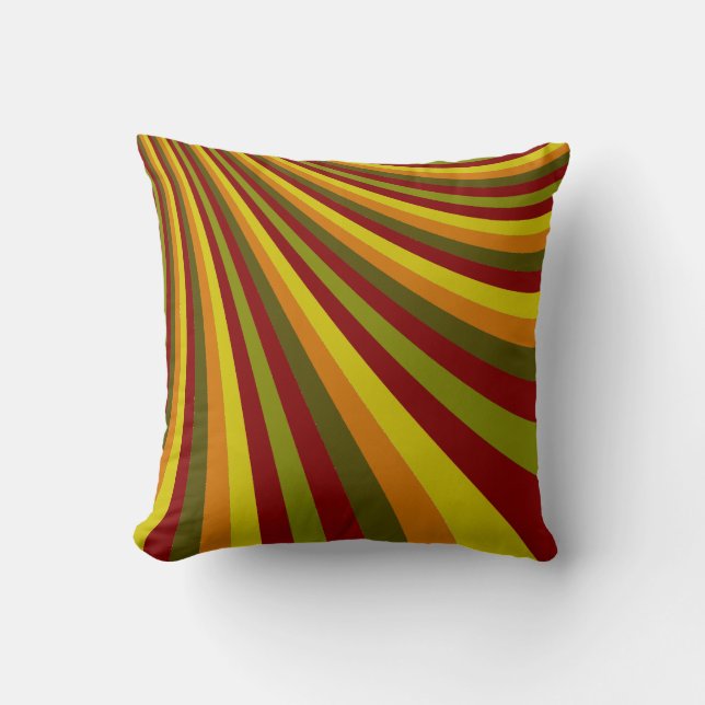 Almofada Padrão Groovy Red Yellow Orange Green Stripes (Frente)